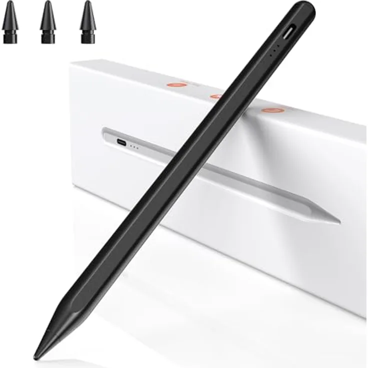 BAZO Stift für iPad Pencil 2. Generation, Schnellladung in 15 Minuten, Palm Rejection, Neigungssensitivität, Stylus für Pro 13''/12,9''/11''/iPad 6-10.Gen/Mini 5/6.Gen/Air 3/4/5, Schwarz