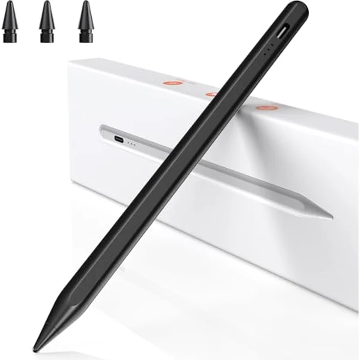 BAZO Stift für iPad Pencil 2. Generation, Schnellladung in 15 Minuten, Palm Rejection, Neigungssensitivität, Stylus für Pro 13''/12,9''/11''/iPad 6-10.Gen/Mini 5/6.Gen/Air 3/4/5, Schwarz – Bild 1