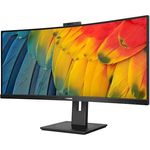 Philips 34B1U5600CH - 34 Zoll WQHD Curved Monitor, höhenverstellbar, 5 MP Webcam, Noise Cancellation (3440x1440, 100Hz, HDMI, DisplayPort, USB-C, RJ45, USB Hub) schwarz