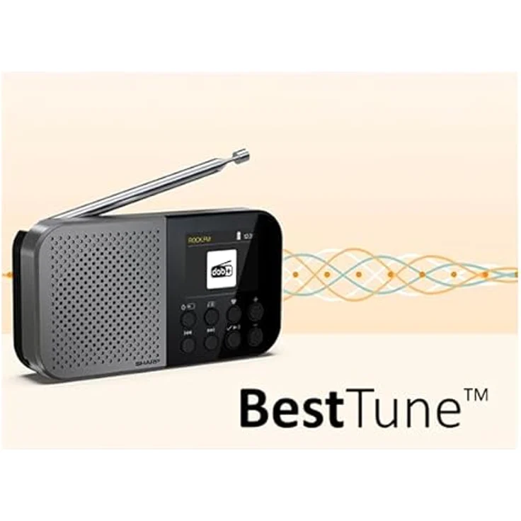 Sharp DR-P520, ultraportables DAB+ Mini-Radio mit integriertem Lautsprecher und Kopfhöreranschluss, Schwarz – Bild 2
