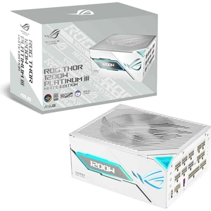 ASUS ROG Thor 1200W Platinum III, PC Netzteil mit 80 PLUS Platinum, vollständig modular, RGB-Beleuchtung, Weiss – Bild 2