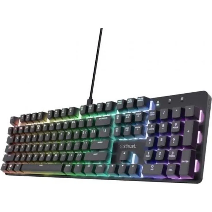 Trust Zora 25682, Mechanische Gaming Tastatur mit RGB-Beleuchtung, Qwerty Spanisch, Schwarz