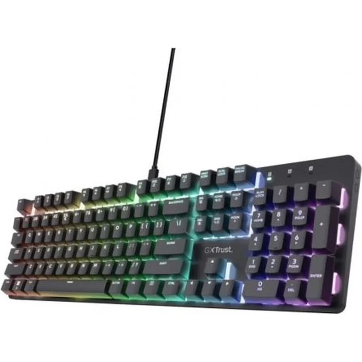 Trust Zora 25682, Mechanische Gaming Tastatur mit RGB-Beleuchtung, Qwerty Spanisch, Schwarz