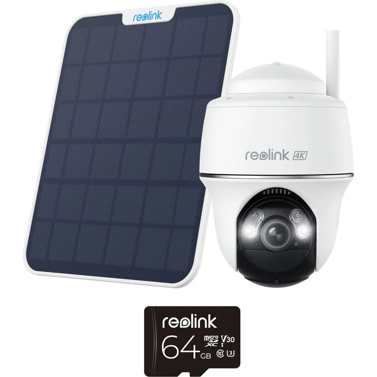 Reolink Argus Serie B440 4K Wi-Fi Überwachungskamera mit Solarpanel und 64GB Akku, Farbige Nachtsicht, 360° Rundum-Abdeckung, Zwei-Wege-Audio – Bild 1