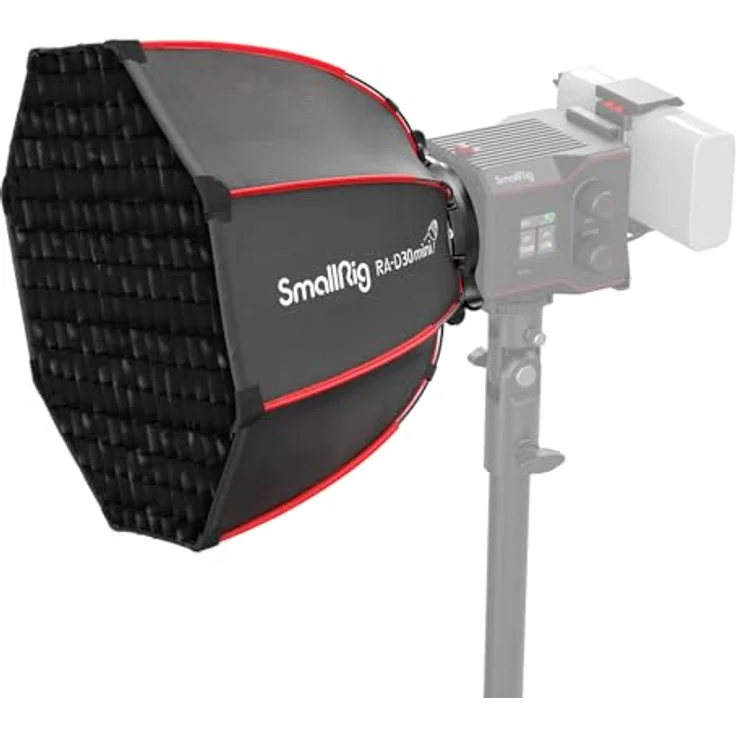 SMALLRIG Mini Softbox 29 cm, Schnellverschluss Parabol Softbox für RC 60B COB LED-Videoleuchte, inkl. Wabenraster und Tragetasche – Bild 1