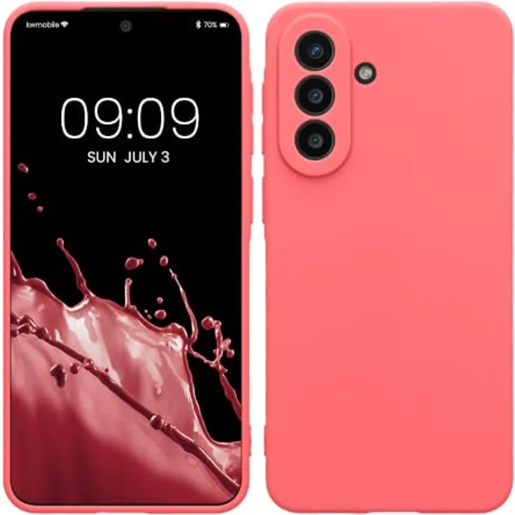 kwmobile Handyhülle für Samsung Galaxy A57 5G, weiches Silikon Case in Neon Koralle, flexibel, rutschfest und reißfest mit präzisen Kameraöffnungen – Bild 1