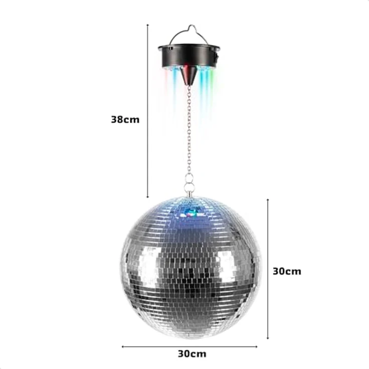 Ibiza DISCO1-30 Discokugel-Spiegelkugel mit Motor, silberfarben – Bild 6