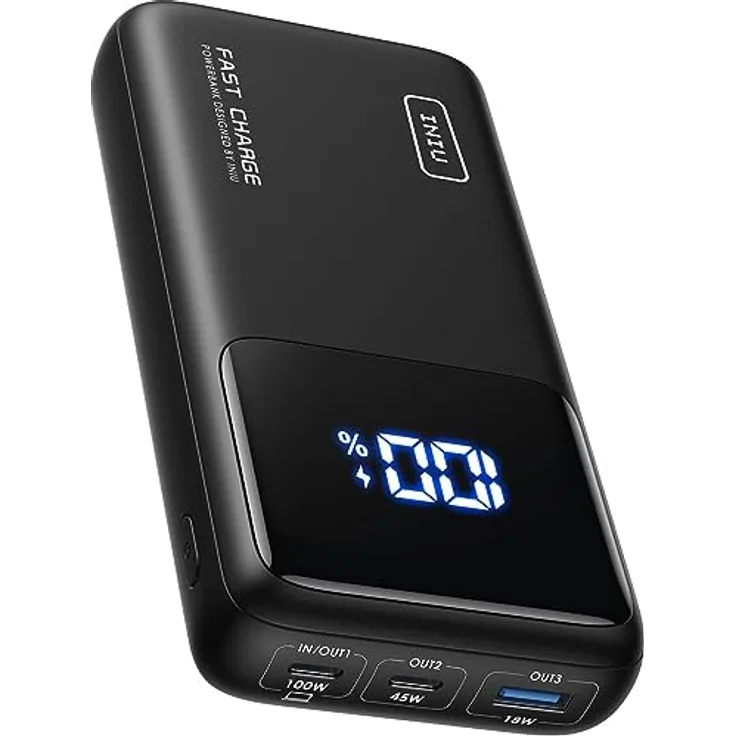 INIU Power Bank, 100W Powerbank Klein Aber Stark 25000mAh Phone & Laptop Externe Handyakkus USB C Input&Output, Kompatibel mit MacBook Pro Surface Go Thinkbook iPad iPhone 15 14 13 Pro Max Mini etc