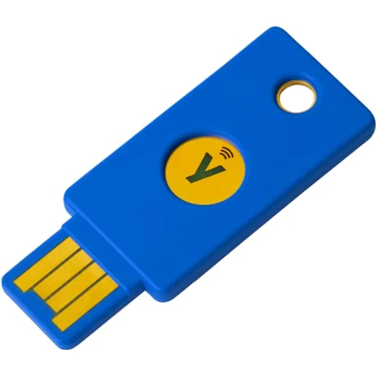Yubico Security Key NFC - Two Factor Authentication USB and NFC Security Key, Fits USB-A Ports and Works with Supported NFC Mobile Devices – FIDO U2F and FIDO2 Certified - More Than a Password, Blau