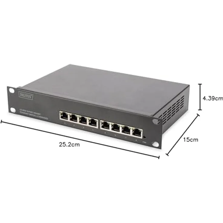 DIGITUS Gigabit Ethernet Switch - 10 Zoll - 8 Ports - L2+ Managed - VLAN, Link Aggregation & Port Control - Schwarz – Bild 7