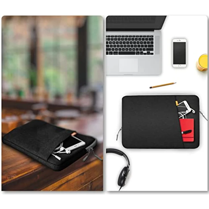 JETech Laptoptasche Hülle für 13,3 Zoll MacBook Air/Pro, 14 Zoll MacBook Pro 2021 M1, 13-13,6 Zoll Notebook, Wasserdicht Laptophülle Stoßfest Laptop Sleeve mit Zubehörtasche (Schwarz) – Bild 5