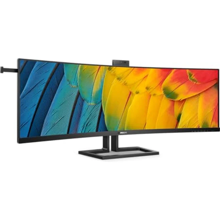 Philips 45B1U6900CH, 45 Zoll DQHD Curved Monitor mit 5 MP Webcam, Adaptive Sync, höhenverstellbar, USB-C (100W PD), schwarz – Bild 1