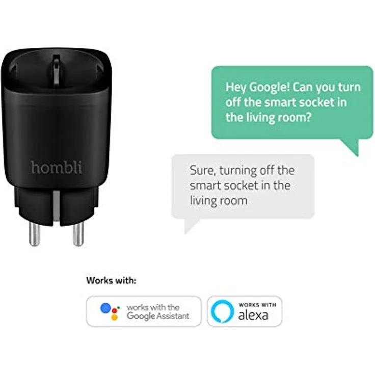 Hombli Smart Plug, Smart Socket (EU) mit Fernzugriff, Energiekontrolle und Sprachsteuerung, Promo Pack 21, Schwarz – Bild 5