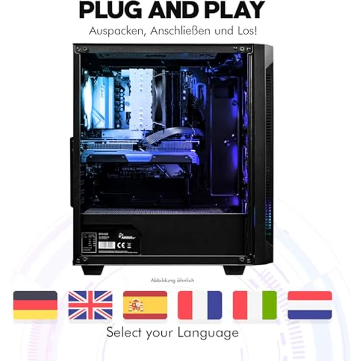 DCL24.DE Gamer PC Intel i7-14700, RTX5060Ti, 32GB RAM, 1TB SSD, schwarzes RGB LED Gehäuse – Bild 5