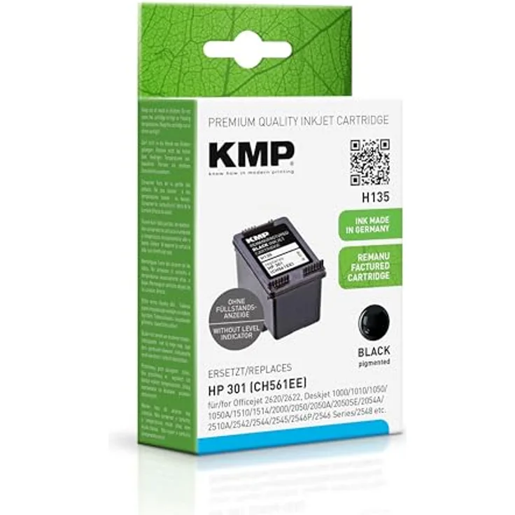 KMP H135, Black Tintenpatrone ERSETZT HP 301, 3ml Füllmenge, 1-tlg