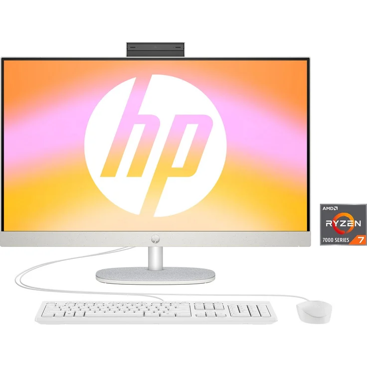 HP 27-cr0211ng All-in-One PC, 27 Zoll FHD, AMD Ryzen 7 7730U, 16 GB RAM, 1000 GB SSD, shell white, Windows 11