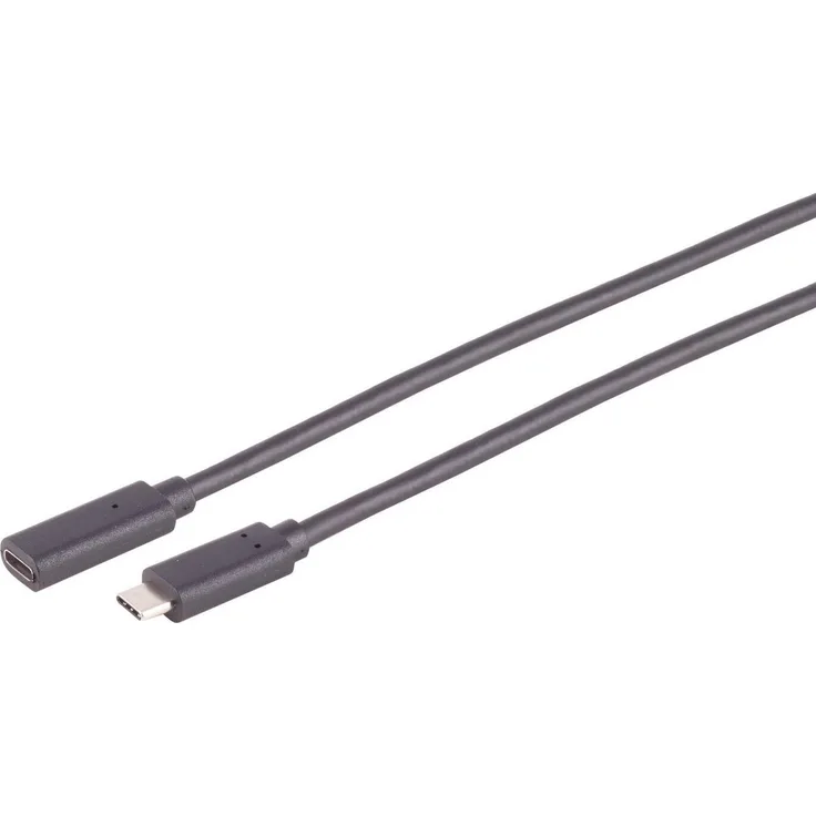S-CONN 1,5m USB-C Verlängerungskabel 3.2 Gen 2x2, schwarz, DP-Alternate Mode bis 4K/60Hz, PD bis 100W, 20 Gbit/s Bandbreite