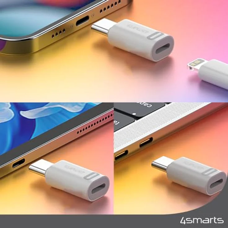 4smarts Adapter Lightning auf USB-C PD 27W, 2er Set für iPhone und iPad, schnelle Datenübertragung bis 480 Mbps – Bild 2