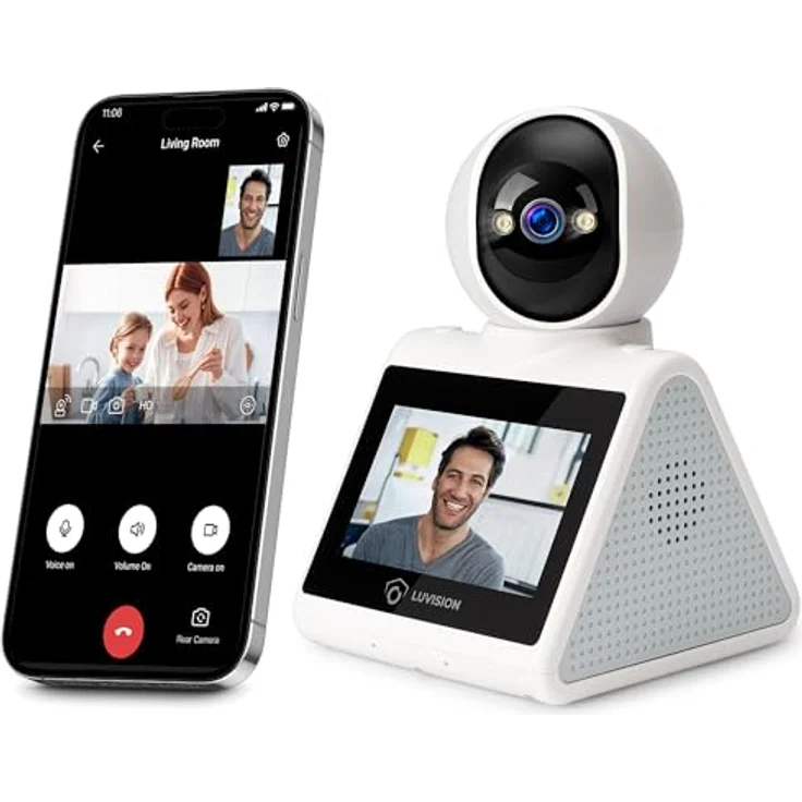 LUVISION WLAN PTZ Überwachungskamera, Auto-Tracking Video-Anrufkamera mit Gegensprechfunktion und 4,3-Zoll Display für Kinder, Senioren und Haustierüberwachung – Bild 1