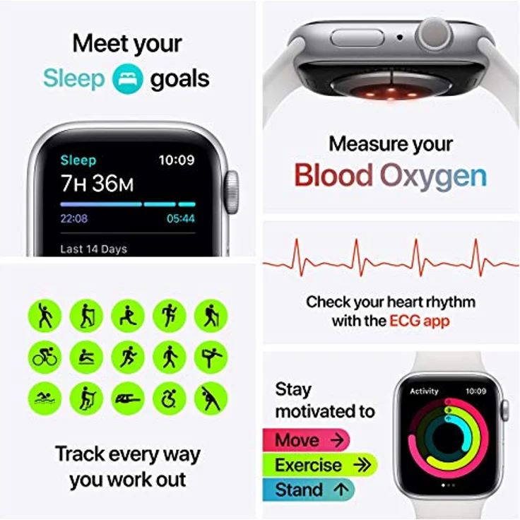 Apple Watch Series 6, GPS-Modell 44MM mit Aluminiumgehäuse in Space Grau und Schwarz Sportarmband, Always On Display, EKG- und Blutsauerstoffmessung – Bild 5