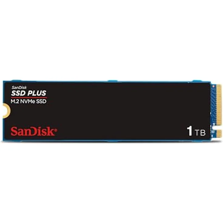 SanDisk SSD PLUS M.2 NVMe 1 TB, PCIe Gen 3.0, bis zu 3.200 MB/s, einfache Installation, 3 Jahre Garantie