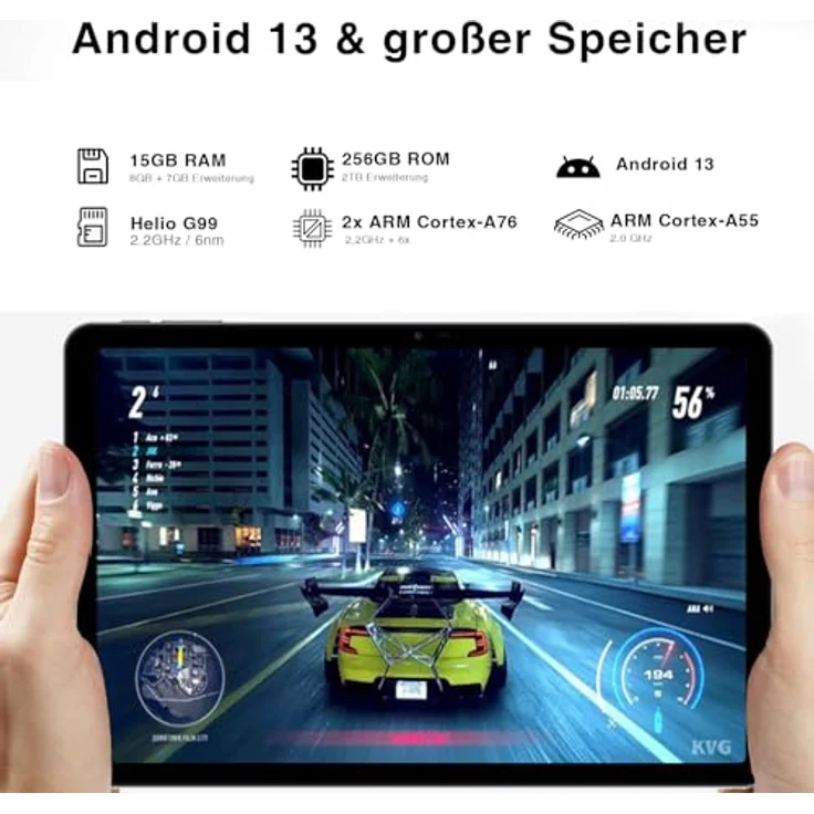 DOOGEE T30 Pro Android Gaming Tablet, 11 Zoll 2.5K Tablet PC, 15 GB+256GB(2TB TF), Helio G99 Octa-Core 2.0 GHz, 8580mAh(33W), 20MP, Dual SIM 4G LTE +5G WiFi, Blau – Bild 4