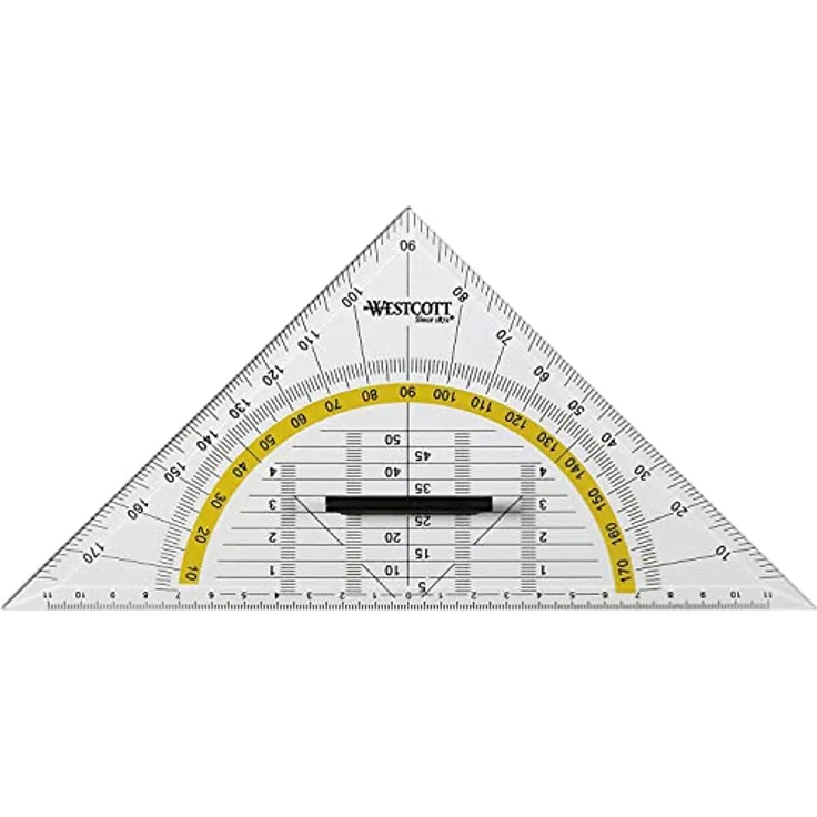 Westcott Geodreieck E-10134, 25 cm Hypotenuse, mit abnehmbarem Griff – Bild 1