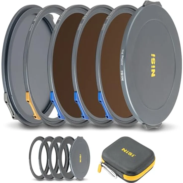 NiSi JetMag Pro Magnetische Filter Kit 82mm mit Verriegelung - Filmmaker Kit (FS ND4, FS ND8, FS ND16, Black Mist 1/8, 67mm/72mm/77mm/82mm Magnetisches Adapterring) - Kamera-Filter mit 1-Sekunden-Schloss und Anti-Reflex-Beschichtung – Bild 1