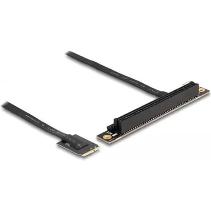 DeLOCK M.2 Key A+E zu PCIe x16 NVMe Adapter gewinkelt mit 20 cm Kabel, SATA-Kabel – Bild 1