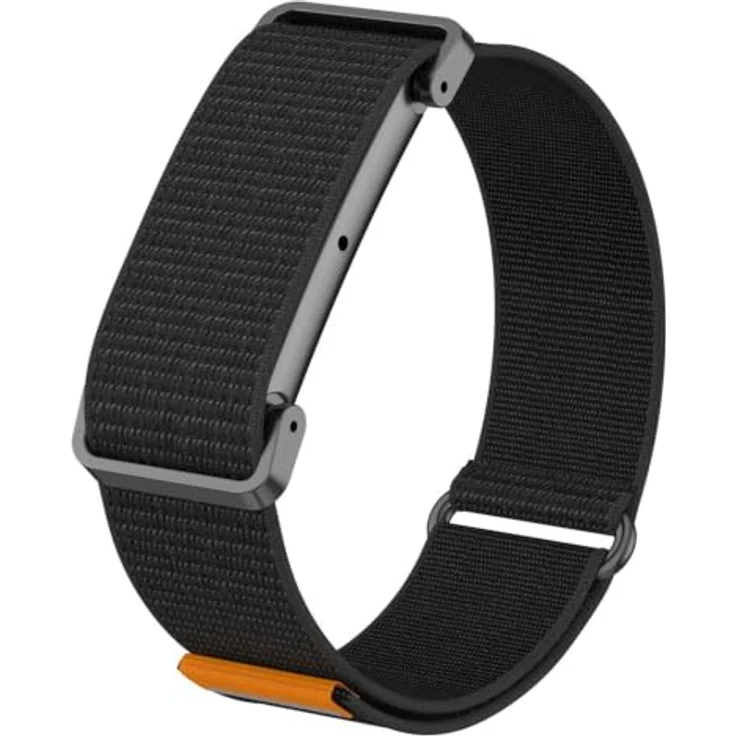 Wigento Smartwatch-Armband Nylon für Google Fitbit Air, atmungsaktiv, schwarz, mit Klettverschluss und Metall Schutzgehäuse – Bild 2