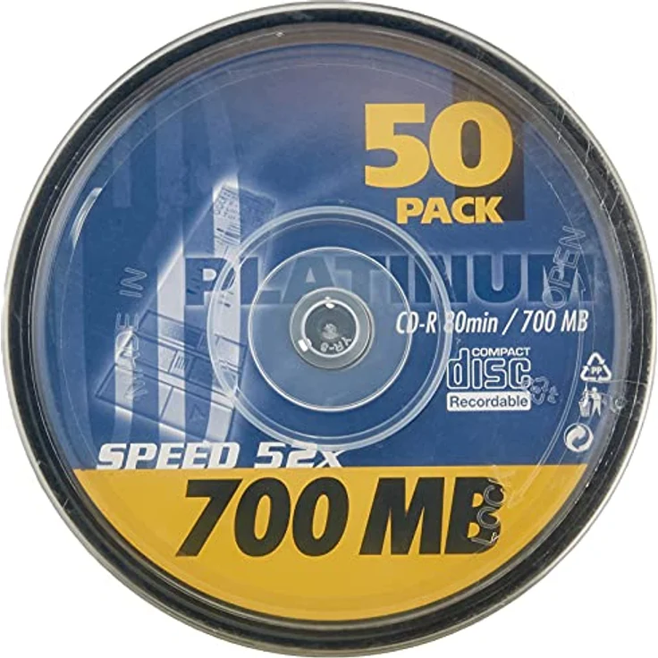 Platinum CD-R 700 MB CD-Rohlinge 52x Speed, 80 Min, 2 x 25er Spindel – Bild 4