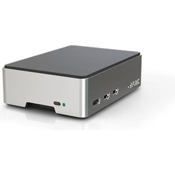 Flirc FLIRC Case - Aluminium Gehäuse für Raspberry Pi 5, Silber/schwarz mit Wärmeleitpad und leichtem Zugang zu GPIO-Anschlüssen – Bild 1