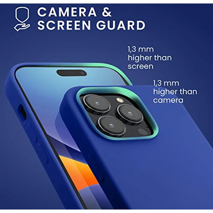 kwmobile Handyhülle für iPhone 14 Pro, Silikon Hülle in Baltik Blau, anti-rutsch, kabelloses Laden, schutz gegen Stöße und Kratzer – Bild 5
