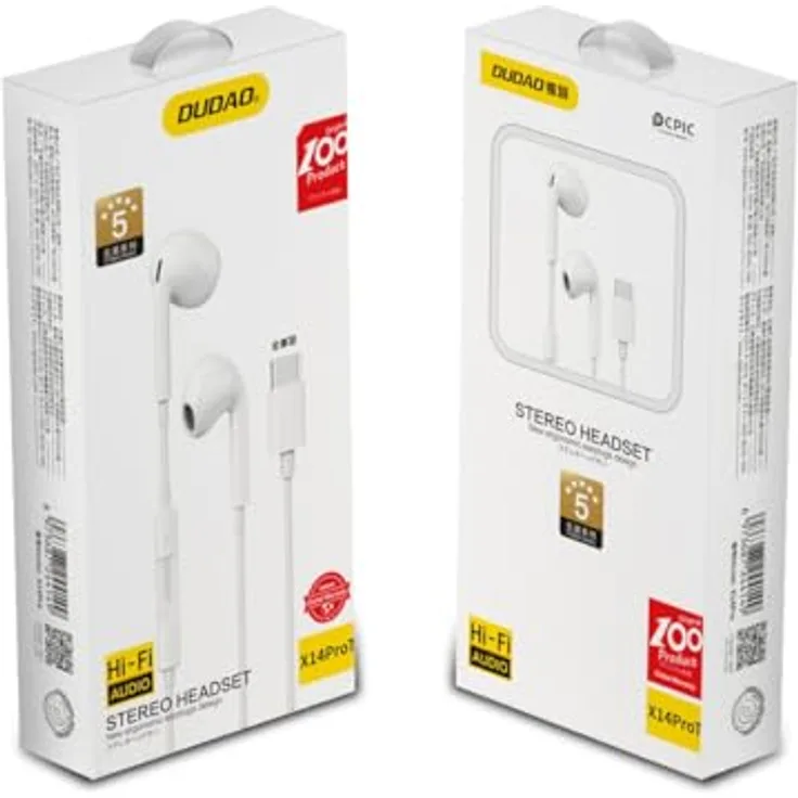 Dudao X14PROT In-Ear-Kopfhörer mit USB-Typ-C-Anschluss weiß - Elegantes Design, sauberer und tiefer Klang