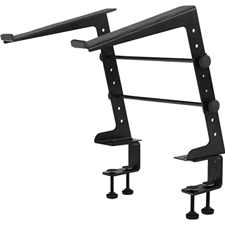 Pronomic LS-110 Laptopständer DJ Notebookstativ Laptop Stand (Höhenverstellbar, inkl. Befestigungsklammern, ideal für DJs & Musiker, Material: Stahl) Schwarz – Bild 4