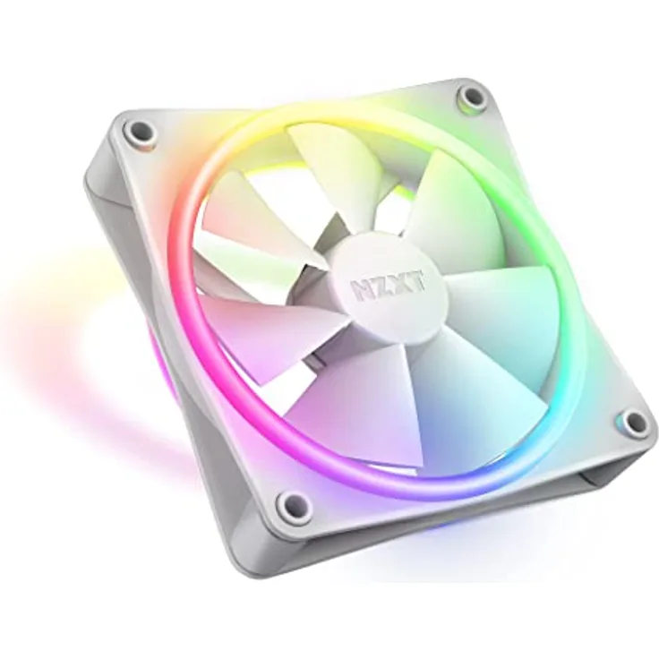 NZXT F120 RGB Duo - 120mm doppelseitiger RGB-Lüfter – 20 einzeln adressierbare LEDs – ausgeglichener Airflow und statischer Druck – Fluiddynamisches Lager – PWM-Steuerung – Weiß