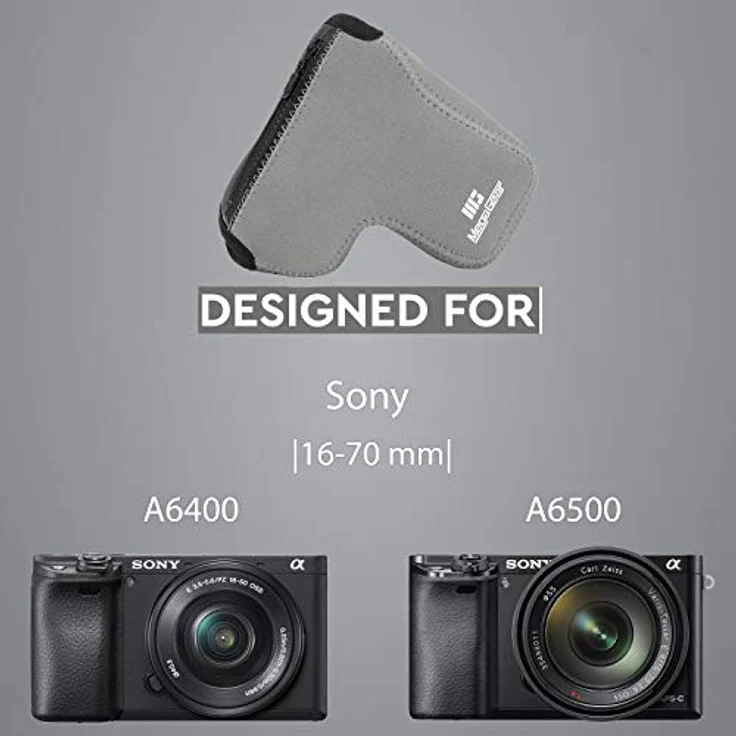 MegaGear Sony Alpha A6500 (16-70 mm objektiv) Ultraleichte Kameratasche aus Neopren mit Karabiner Haken grau – Bild 7