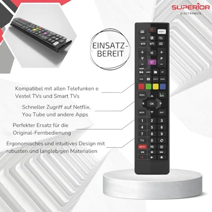 Superior Electronics SUPTRB018 Universal-Ersatzfernbedienung für alle Fernseher und Smart-TVs der Marke „Telefunken & Vestel“ – Bild 3