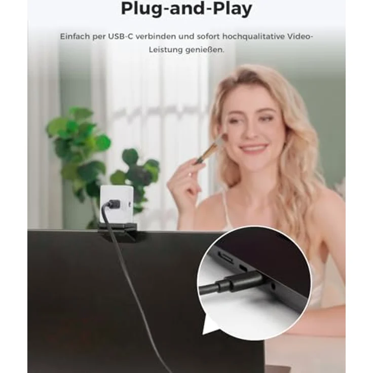 OBSBOT Meet 2 AI-Powered 4K Webcam, AI Framing & Autofokus, Webcam mit Mikrofon, 60 FPS, HDR Low-Light Correction, Beauty-Modus, Webcam für PC, Streaming, Konferenz, Gaming usw. (Cloud White) – Bild 4