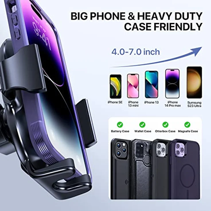 Miracase Ultra-Stable Telefonhalterung für Auto, 360 ° drehbar, kompatibel mit Smartphones 4,0-7,0 Zoll – Bild 4