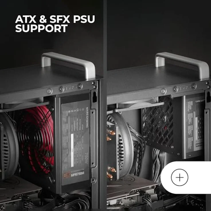 MARSGAMING MC-Elite, Micro-ATX PC Gehäuse aus Metall, 3X FDB-Lüfter, Dual ATX und SFX Netzteilunterstützung, Schwarz – Bild 5