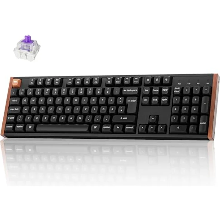 Keychron K10 HE, kabellose Gaming-Tastatur mit Gateron Nebula Dual-Rail-Magnetschaltern, 100% ISO-DE-Layout, Aluminium- und Holzrahmen, programmierbar, für Mac und Windows – Sonderedition (Schwarz) – Bild 1