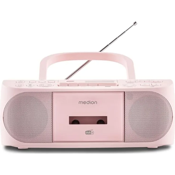 MEDION DRX-1 Plus Boombox, tragbares DAB+ UKW Radio mit Bluetooth, CD-Player, MP3 und Kassette, rosa