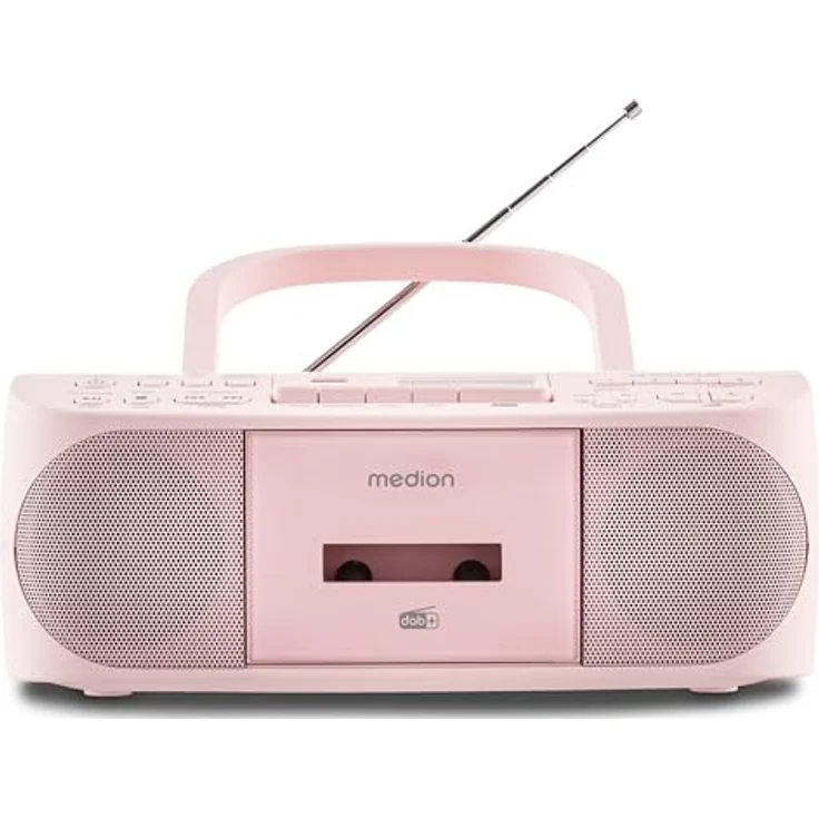 MEDION DRX-1 Plus Boombox, tragbares DAB+ UKW Radio mit Bluetooth, CD-Player, MP3 und Kassette, rosa – Bild 1