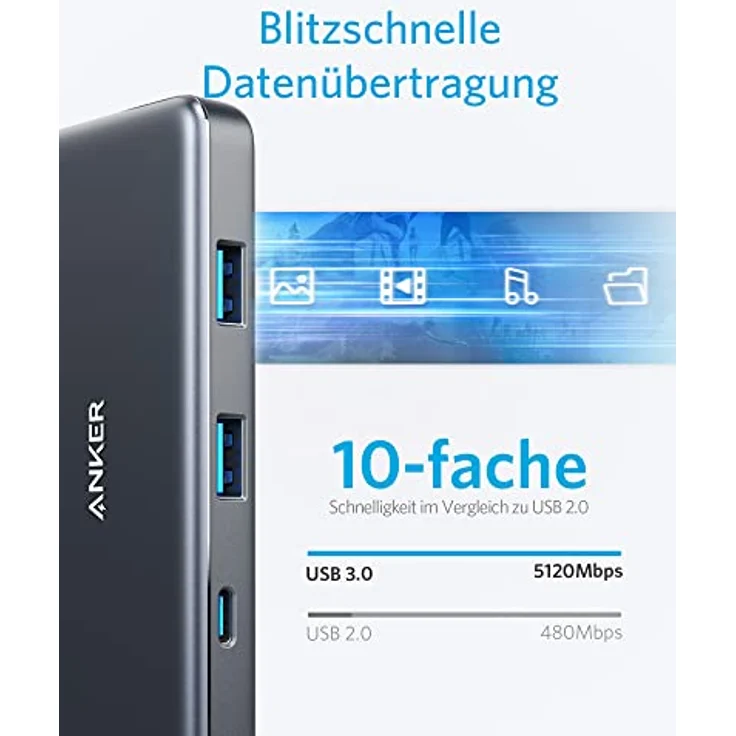 Anker 341 USB-C Hub (7-in-1), Grau (A83460A3) – Bild 5