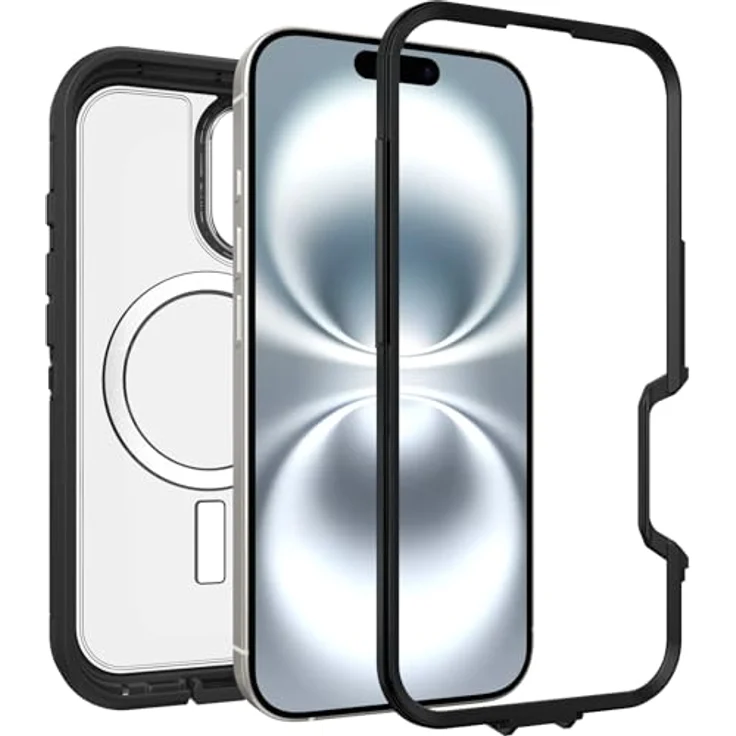 OtterBox Defender Series XT MagSafe Hülle für iPhone 16, stoßfest, Ultra-robust, 7X getestet nach Militärstandard, Transparent/Schwarz – Bild 4