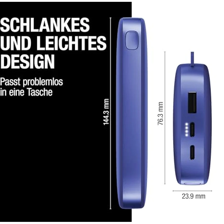 Fresh 'n Rebel Powerbank 18000mAh, USB-C Power Delivery 20W, 6 Sicherheitsmerkmale, tragbar für iPhone und Android, True Blue – Bild 4
