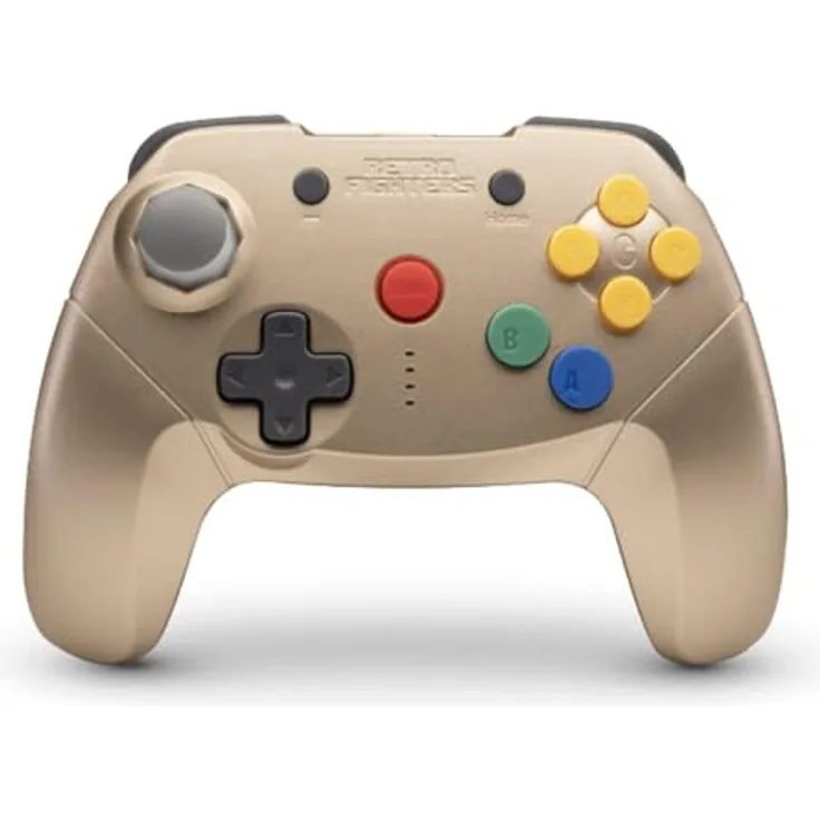 Retro Fighters Brawler64, Nintendo Switch Wireless Bluetooth NSO Edition, Gold, mit Screenshot- und Home-Tasten, integrierter Bewegungssensor und geringem Latenzbereich