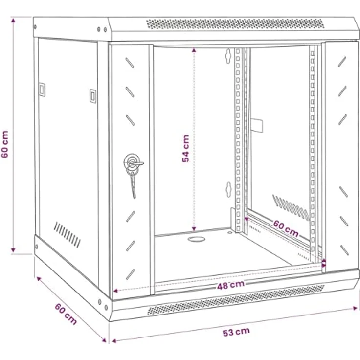 vidaXL Netzwerkschrank, Netzwerkschrank mit Speicher, Schwarz, 53 x 60 x 60 cm, Stahl – Bild 2