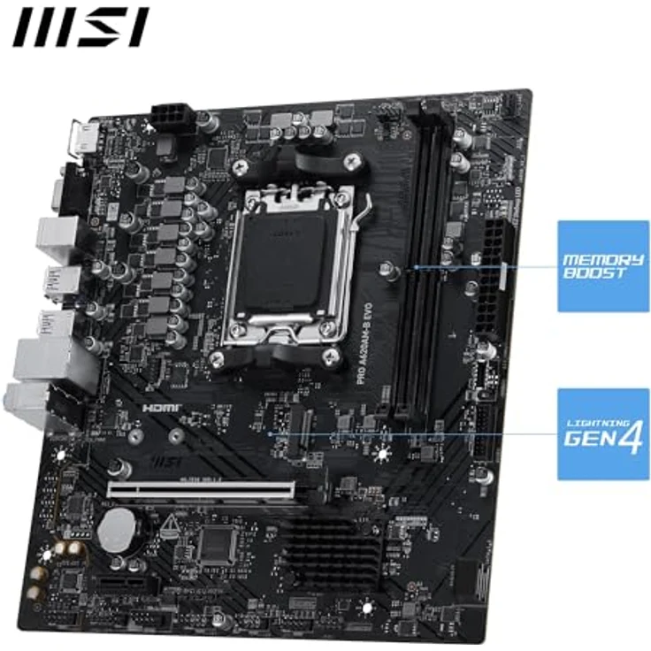 MSI PRO A620AM-B EVO, Micro-ATX Mainboard mit Sockel AM5, AMD A620, 1x PCIe 4.0 x16, geeignet für DDR5-RAM – Bild 3